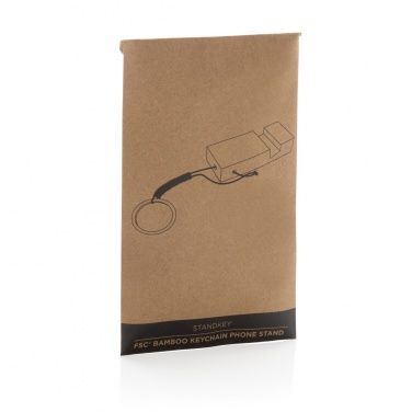 Logotrade Werbegeschenke das Foto: Standkey Bambus Schlüsselanhänger Telefonständer