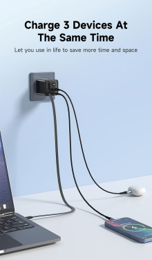 Logotrade Firmengeschenke das Foto: Urban Vitamin Mendocino 65W GaN-Charger mit einziehb. Kabel