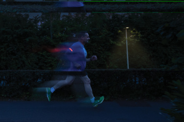 Logotrade werbemittel das Foto: Lumi Sprint wiederaufladbares LED Lauflicht aus RCS rec. ABS