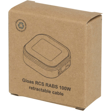 Logotrade Geschäftsgeschenke das Foto: Gloas Aufrollbares 5 in 1 Kabel aus Recyclingmaterial mit Datensynchronisierung und 100 W Schnellladefunktion sowie Smartphone Toolkit