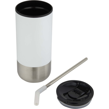 Logotrade Geschäftsgeschenke das Foto: Grayson 480 ml RCS recycelter Isolierbecher mit Trinkhalm