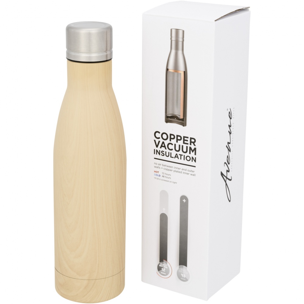 Logotrade advertising product image of: Vasa 500 ml wood-look copper vacuum insulated bottle
