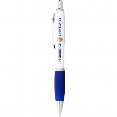 Logo trade advertising products image of: Nash ballpoint pen with white barrel and coloured grip