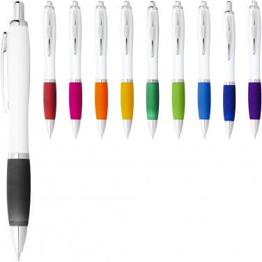 Logotrade promotional merchandise photo of: Nash ballpoint pen with white barrel and coloured grip