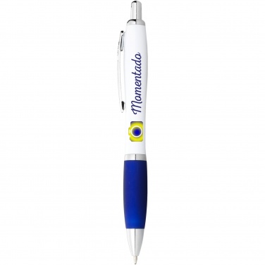 Logo trade promotional gifts image of: Nash ballpoint pen white barrel and coloured grip