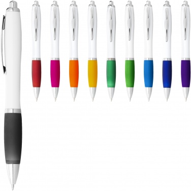 Logotrade promotional giveaway image of: Nash ballpoint pen white barrel and coloured grip