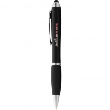 Logo trade promotional giveaways image of: Nash coloured stylus ballpoint pen with black grip