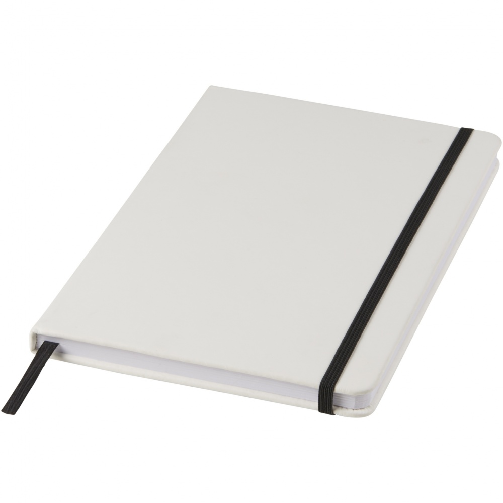 Logotrade promotional item picture of: Spectrum A5 white notebook with coloured strap