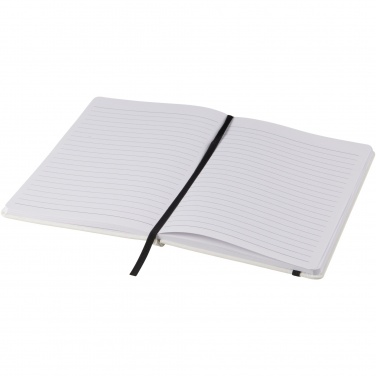 Logo trade promotional giveaways image of: Spectrum A5 white notebook with coloured strap