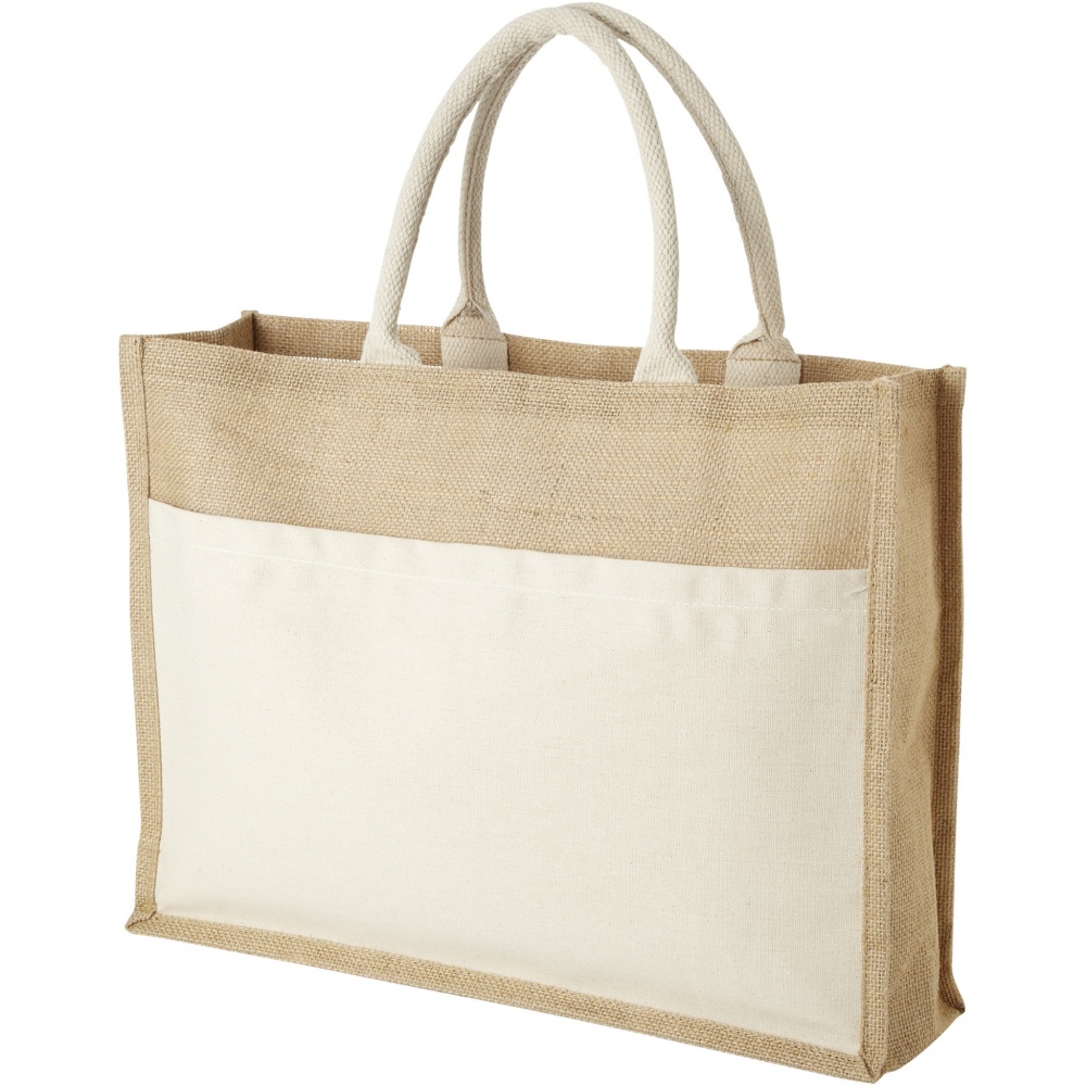 Logotrade promotional product picture of: Mumbay cotton pocket jute tote bag 18L