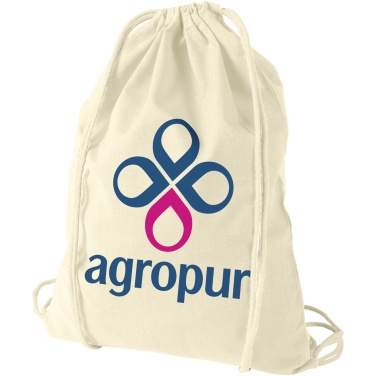 Logo trade business gift photo of: Oregon 100 g/m² cotton drawstring bag 5L