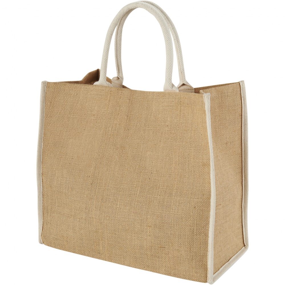 Logo trade promotional products image of: Harry coloured edge jute tote bag 25L