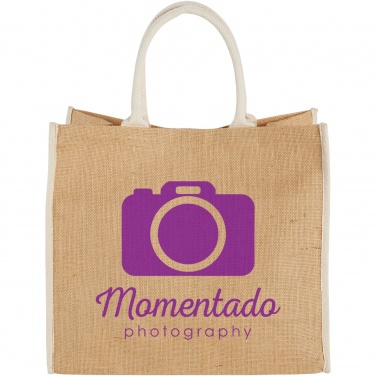 Logo trade business gift photo of: Harry coloured edge jute tote bag 25L