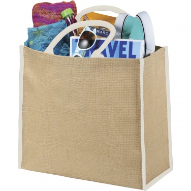 Logo trade promotional gift photo of: Harry coloured edge jute tote bag 25L