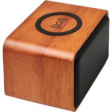 Logo trade corporate gift photo of: Wooden 3W speaker with wireless charging pad