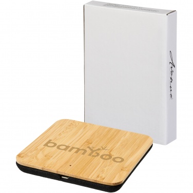 Logotrade promotional item picture of: Leaf 5W bamboo and fabric wireless charging pad