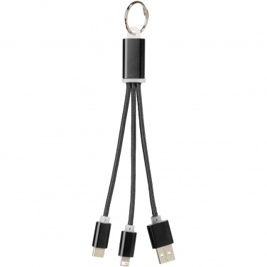Logo trade promotional merchandise image of: Metal 3-in-1 charging cable with keychain