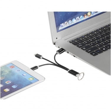 Logo trade promotional merchandise picture of: Metal 3-in-1 charging cable with keychain