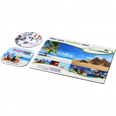 Logo trade promotional merchandise photo of: Brite-Mat® mouse mat and coaster set combo 1