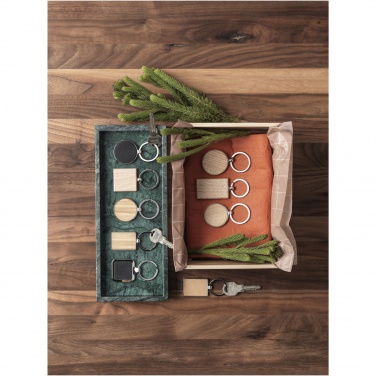 Logo trade business gift photo of: Moreno beech wood round keychain