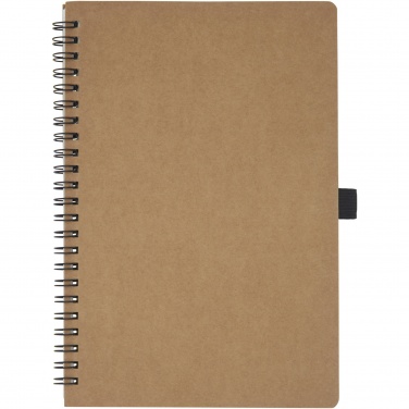 Logo trade business gift photo of: Cobble A5 wire-o recycled cardboard notebook with stone paper