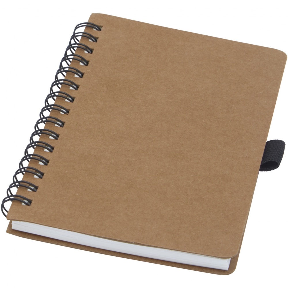 Logo trade promotional items picture of: Cobble A6 wire-o recycled cardboard notebook with stone paper