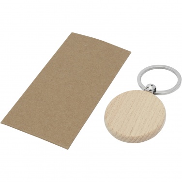 Logo trade business gift photo of: Giovanni beech wood round keychain