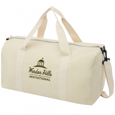 Logo trade promotional giveaways image of: Pheebs 450 g/m² recycled cotton and polyester duffel bag 24L