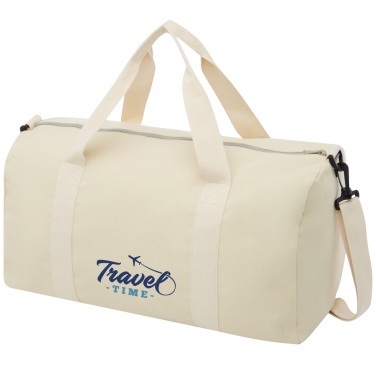 Logo trade promotional merchandise picture of: Pheebs 450 g/m² recycled cotton and polyester duffel bag 24L