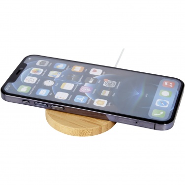 Logo trade business gifts image of: Atra 10W bamboo magnetic wireless charging pad