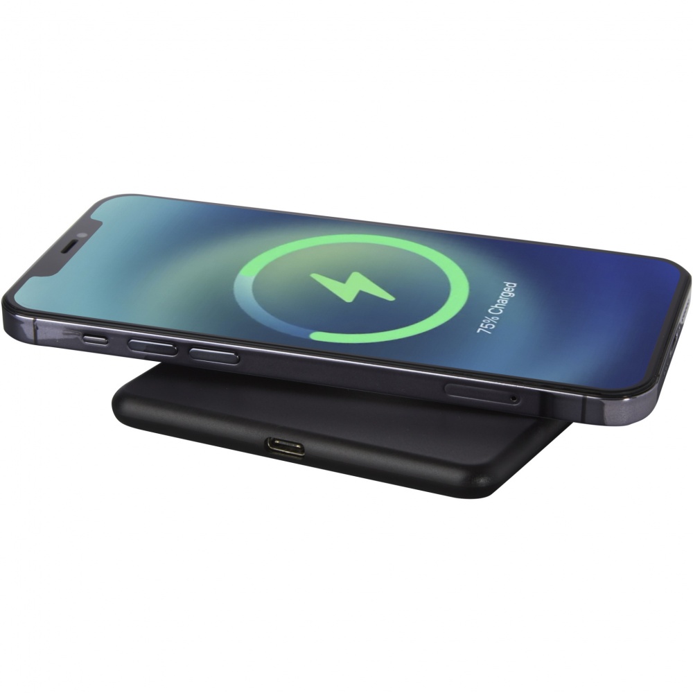 Logo trade promotional merchandise photo of: Loop 10W recycled plastic wireless charging pad
