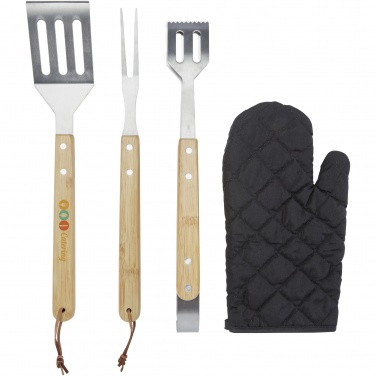 Logo trade promotional gifts image of: Gril 3-piece BBQ tools set and glove 