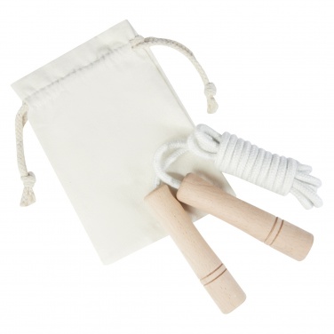 Logotrade promotional merchandise image of: Denise wooden skipping rope in cotton pouch