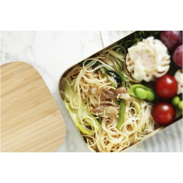 Logo trade promotional merchandise image of: Tite stainless steel lunch box with bamboo lid