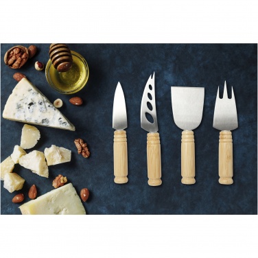 Logo trade promotional giveaways picture of: Cheds 4-piece bamboo cheese set