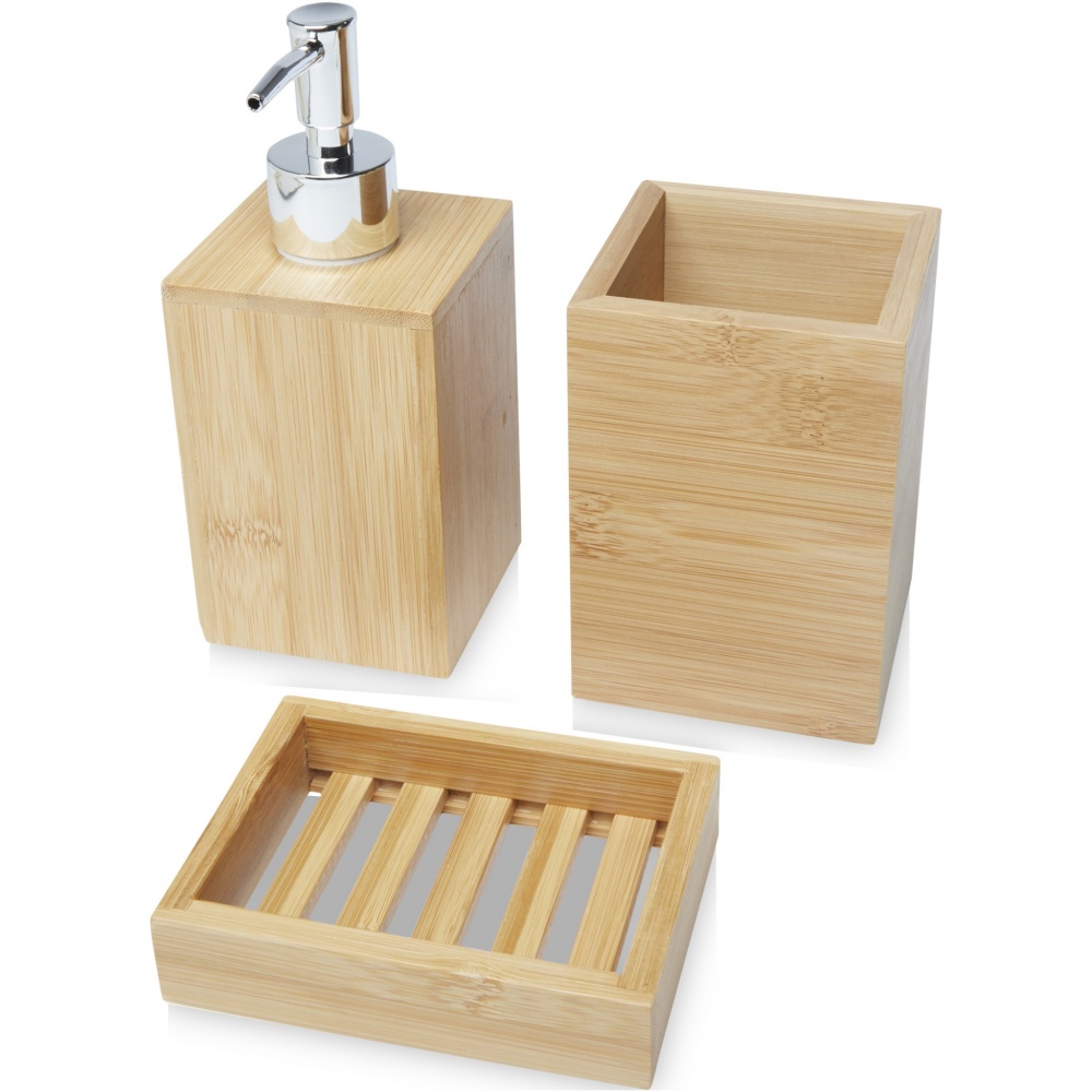 Logo trade advertising product photo of: Hedon 3-piece bamboo bathroom set