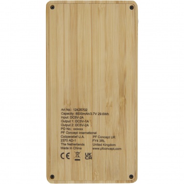Logotrade promotional giveaway picture of: Alata 8000 mAh bamboo solar power bank