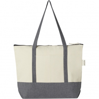 Logo trade promotional gift photo of: Repose 320 g/m² recycled cotton zippered tote bag 10L