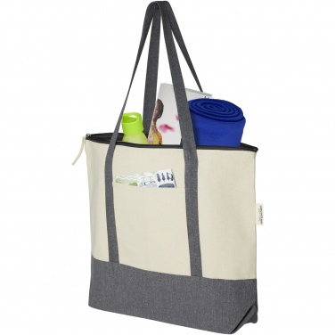 Logo trade promotional giveaways picture of: Repose 320 g/m² recycled cotton zippered tote bag 10L