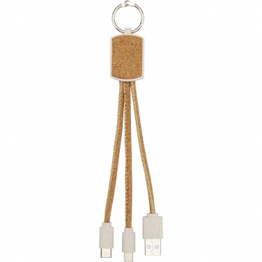 Logotrade promotional item image of: Bates wheat straw and cork 3-in-1 charging cable