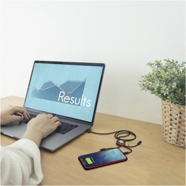 Logo trade promotional gifts picture of: SCX.design C36 3-in-1 rPET light-up logo extended charging cable with round bamboo casing