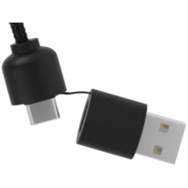 Logo trade promotional merchandise picture of: SCX.design C37 5-in-1 rPET light-up logo charging cable with round wooden casing