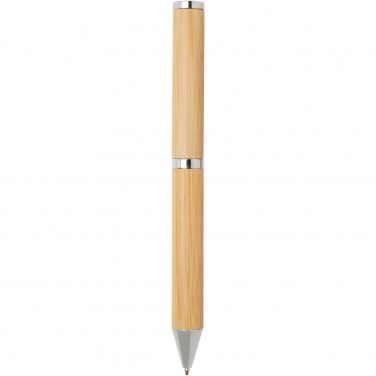 Logo trade promotional giveaway photo of: Apolys bamboo ballpoint and rollerball pen gift set 