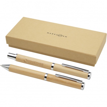 Logotrade promotional item image of: Apolys bamboo ballpoint and rollerball pen gift set 