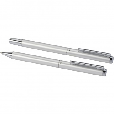 Logo trade corporate gift photo of: Lucetto recycled aluminium ballpoint and rollerball pen gift set