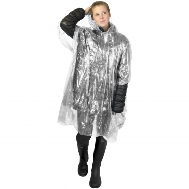 Logo trade business gift photo of: Mayan recycled plastic disposable rain poncho with storage pouch