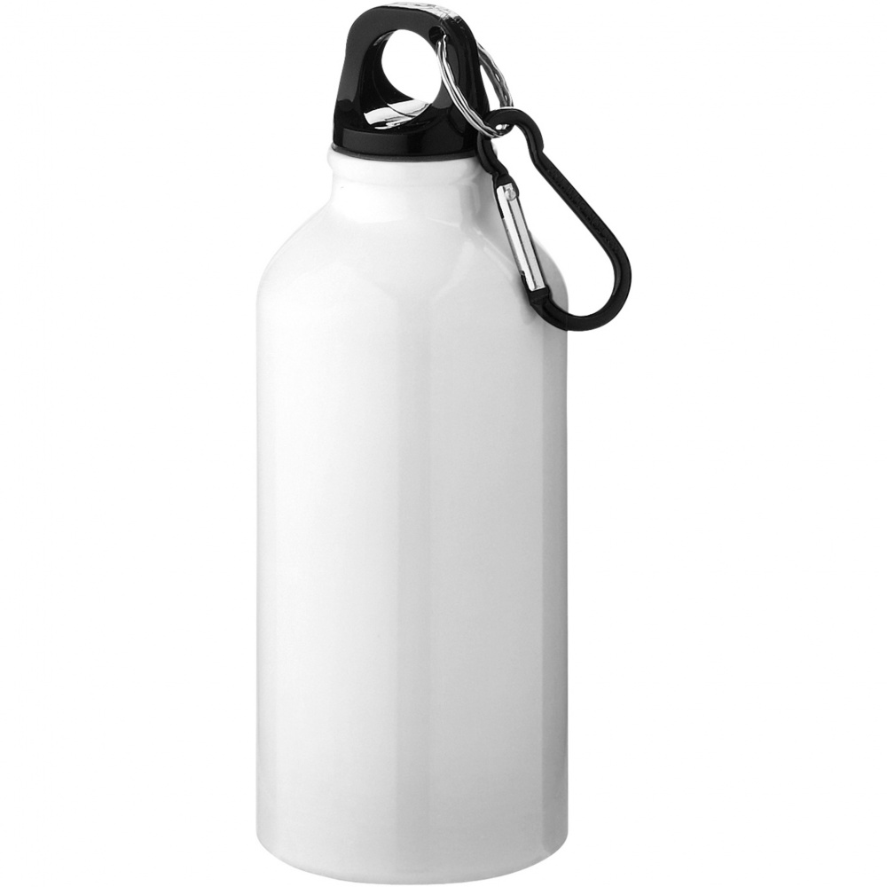 Logo trade promotional item photo of: Oregon 400 ml RCS certified recycled aluminium water bottle with carabiner