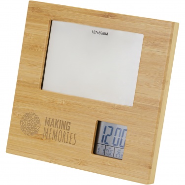 Logo trade promotional item photo of: Sasa bamboo photo frame with thermometer