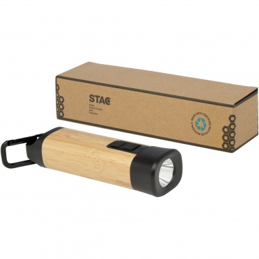 Logo trade business gift photo of: Kuma bamboo/RCS recycled plastic torch with carabiner