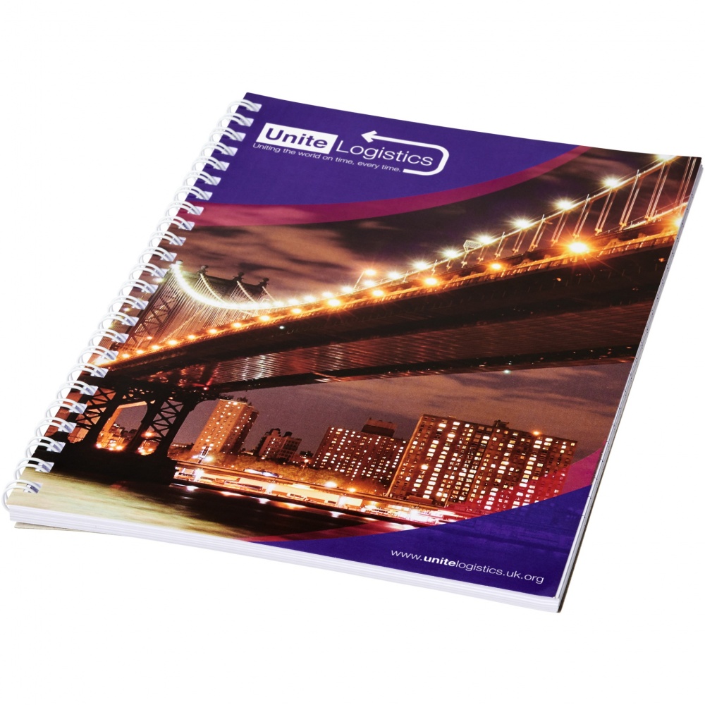 Logo trade promotional merchandise image of: Desk-Mate® A5 spiral notebook with printed back cover